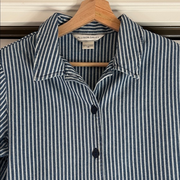 Vintage Y2K 90's Allison Daley Blue & White Striped Women's Shacket - Picture 2 of 8